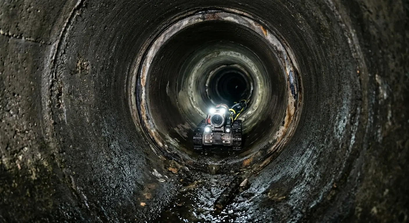 Robotic sewer camera inspecting pipe interior for Sewer Line Repair in Capitol View